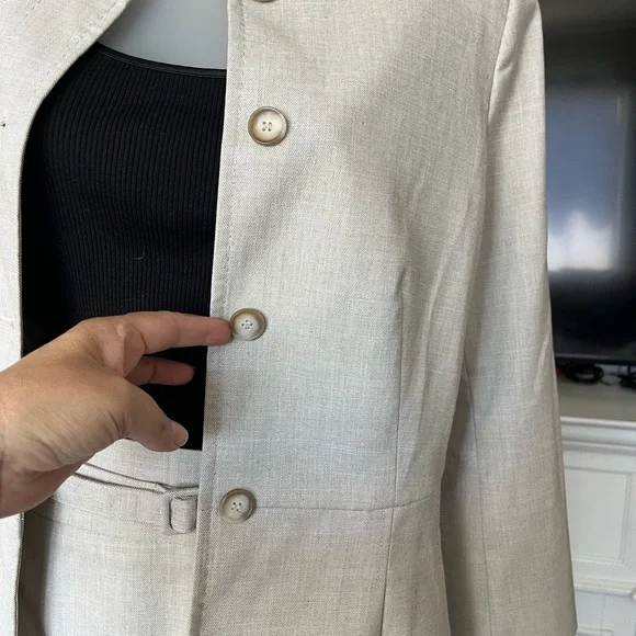 Elegant Beige Skirt Suit Set - Picture 3 of 5